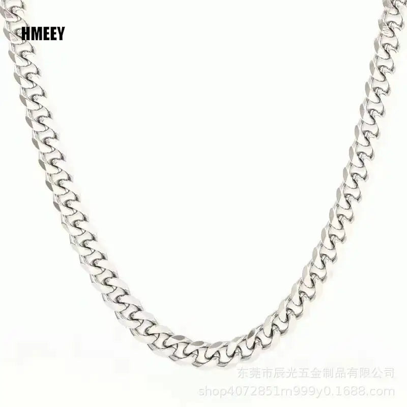 Cuban Chain Necklace for Men Women, Basic Punk Stainless Steel Curb Link Chain Chokers,Vintage Gold Color Solid Metal