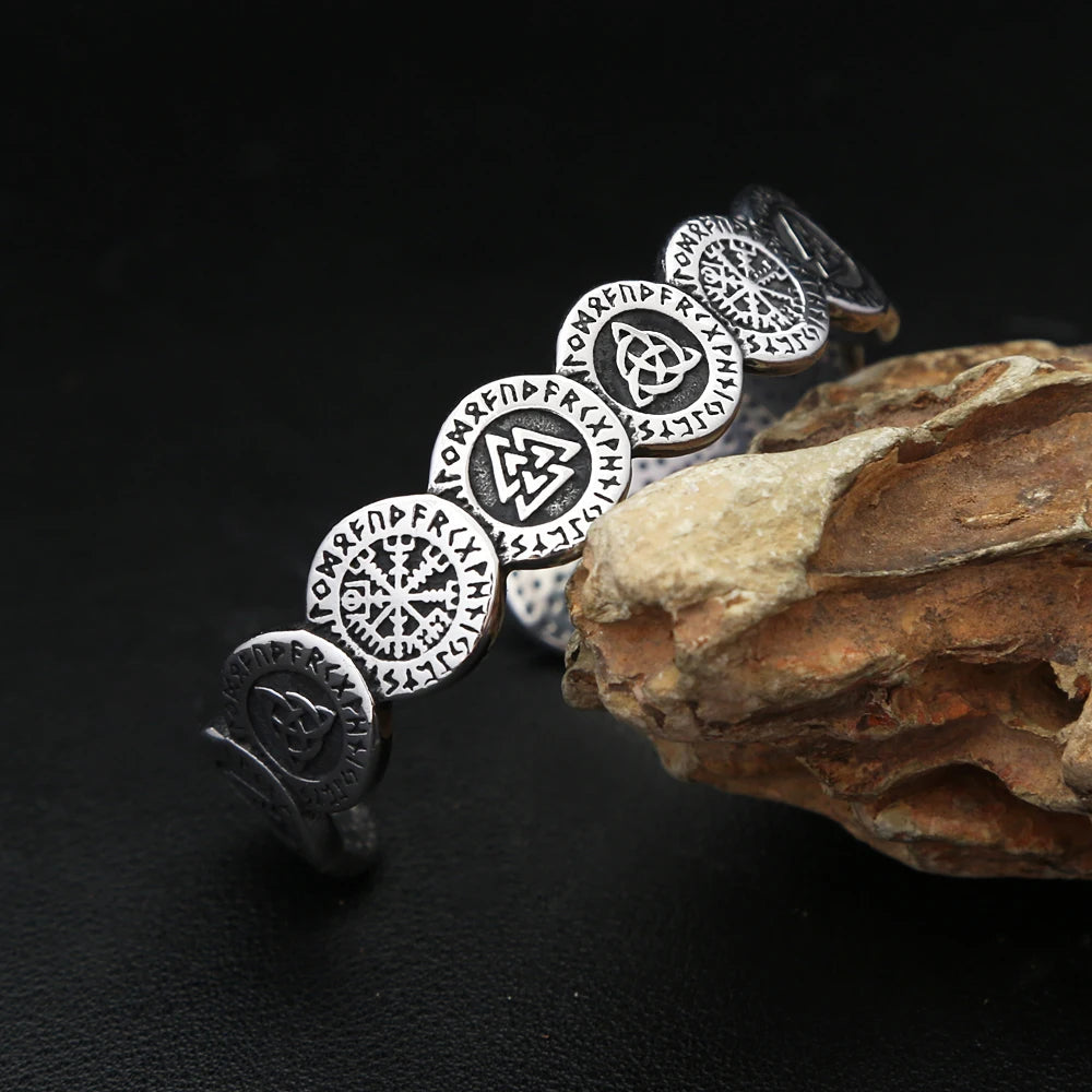 Valknut Compass Bracelet — Stainless Steel