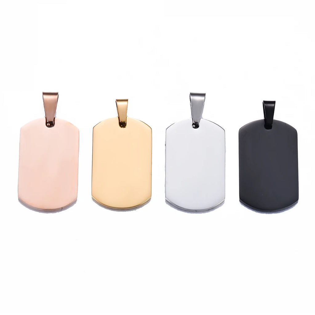 18x30mm Small Military Army ID 4 Colors Stainless Steel Name Blank Dog Tags Pendant Rectangle Necklace Jewelry