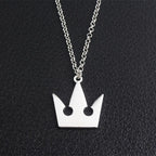 Game Kingdom Hearts Chain Pendant Necklace Sora Keychain Crown Charm Statement Choker Necklace Women Men Jewelry Cosplay