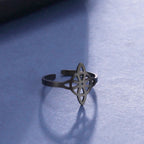 LIKGREAT Hollow Trinity Witch Knot Adjustable Ring for Women Men Stainless Steel Celtics Knot Amulet Couple Jewelry BirthdayGift