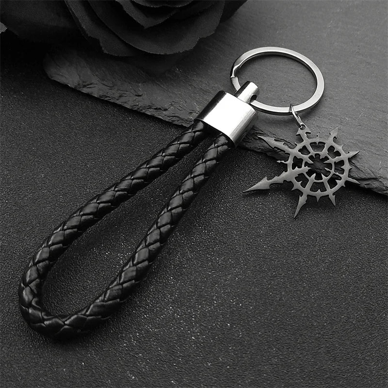 Gothic Silver Boomerang Keychain — Stainless Steel