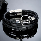 Men's Handmade Anchor Bracelet Women Punk Vikings Stainless Stee Multi-layer Leather Bangle Vintage Nautical Style