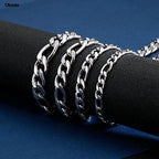 Wholesale Gold Silver Color Necklace 3-12mm Width 40-75cm Long Chain Lobster Clasp Men and Women Engagement Jewelry