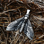 Beier Death Head Skull Butterfly Moth Pendant necklace For Man Stainless Steel Punk good detail Animal Jewelry BP8-599