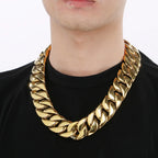 Men's Necklaces Heavy Polished Brushed Stainless Steel 31MM Width Curb Cuban Link Chain HipHop On Neck Chains Bracelet