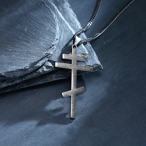 Cross Byzantine Pendant Necklace — Stainless Steel