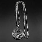 Retro Viking Nordic Valknut Celtic Knot Dragon Pendant Necklace for Women Men Stainless Steel Amulet Hip Hop Chain Jewelry Gift