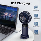 5000mAh Portable Fan Rechargeable 90° Foldable 5 Speed Mini Air Conditioner Small Fan Air Cooler with LED Digital