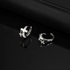 Personalized Stainless Steel Cross Tassels Pendant Earrings for Men,Silver Color Not Allergic Hoop Earrings,Punk Fashion Jewelry