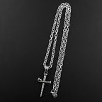 Vintage Nail Spike Cross Pendant Necklace — Stainless Steel