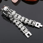Cool Skull Head Motorcycle Chain Bracelet for Men 316L Stainless Steel Punk Biker Jewelry Gothic Rockers' Wristband