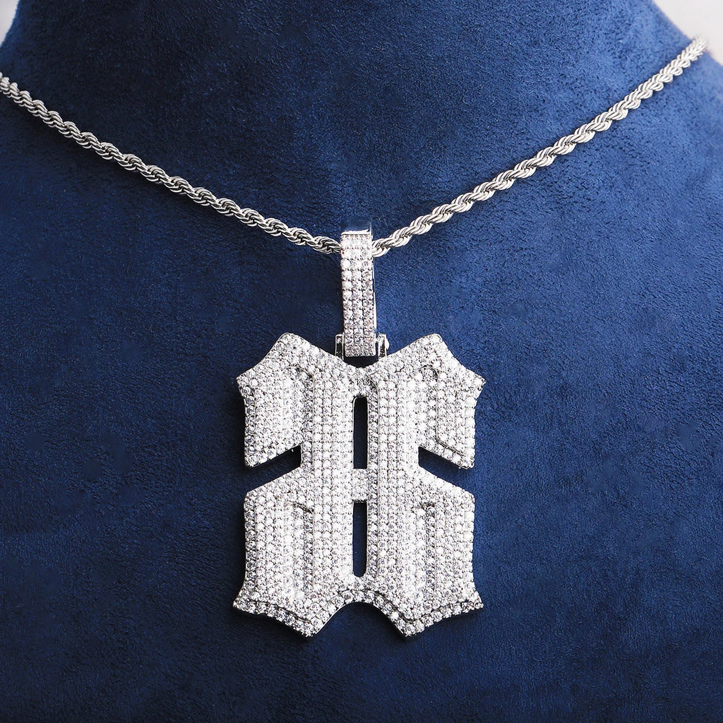 Bubble Letter Iced Out Number 66 Necklace Pendant for Men 5A Copper Cubic Zirconia Hip Hop Jewelry