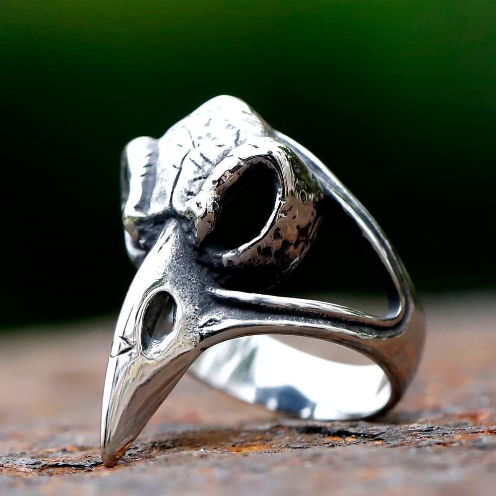 2023 new Arrival Design Stainless Steel Scandinavn Viking Raven Animal Odin Hammer Ring For Men Amulet Jewelry Drop
