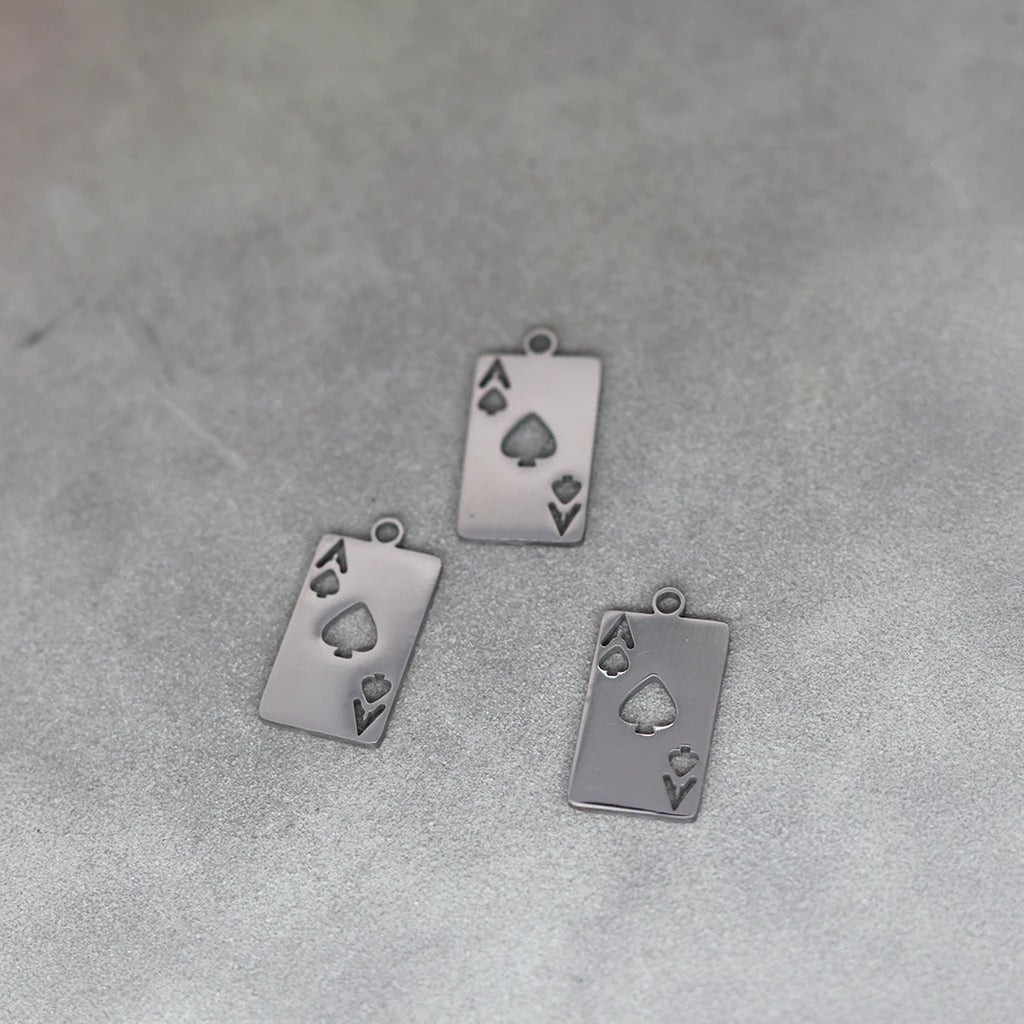 Ace of Hearts Playing Card Pendant Necklace — Stainless Steel