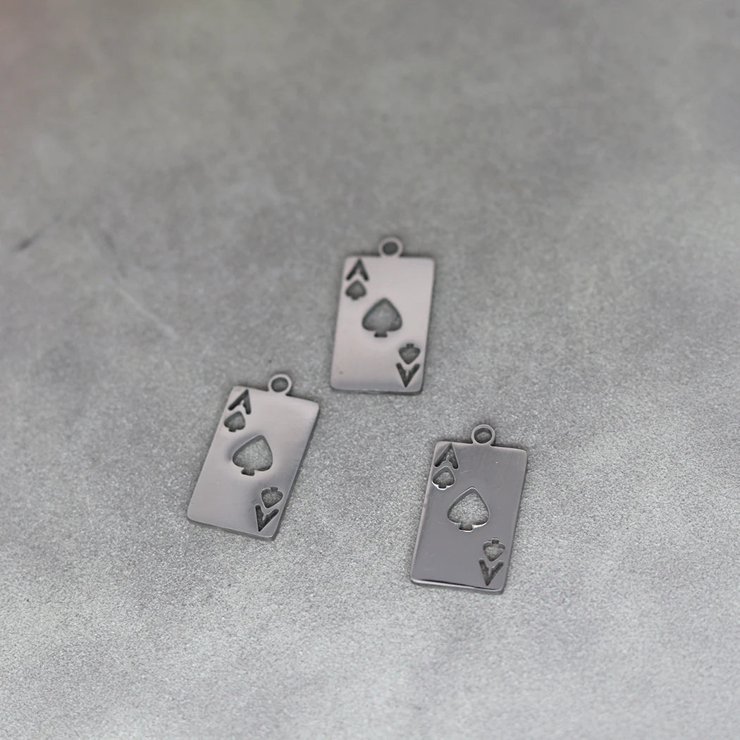 Ace of Hearts Playing Card Pendant Necklace — Stainless Steel