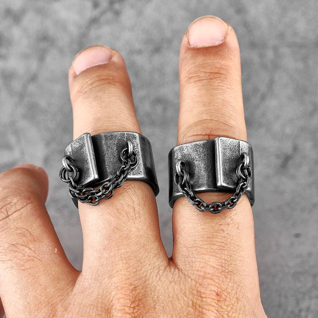 Gothic Shackles Ring — Stainless Steel
