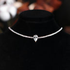 Certified Full Moissanite Riviera Tennis Necklace with Waterdrop Diamond Pendant for Women 925 Sterling Silver