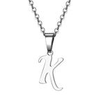 Vintage Initial Letter Pendant Necklace for Women Simple Stainless Steel Letter Glossy Clavicle Chain Choker Necklaces Jewelry