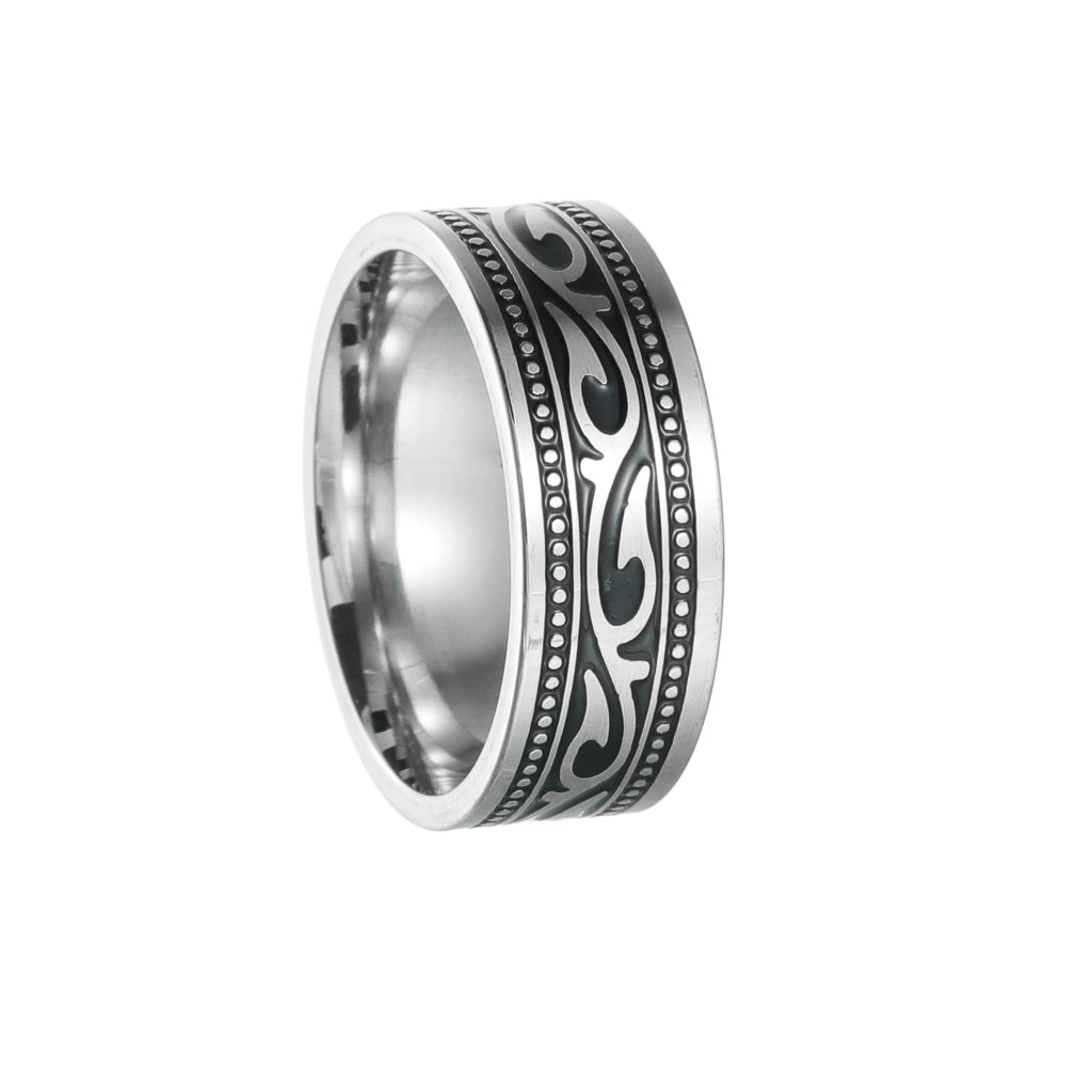 Viking Celtic Knot & Sea Wave Band Ring for Men — Stainless Steel