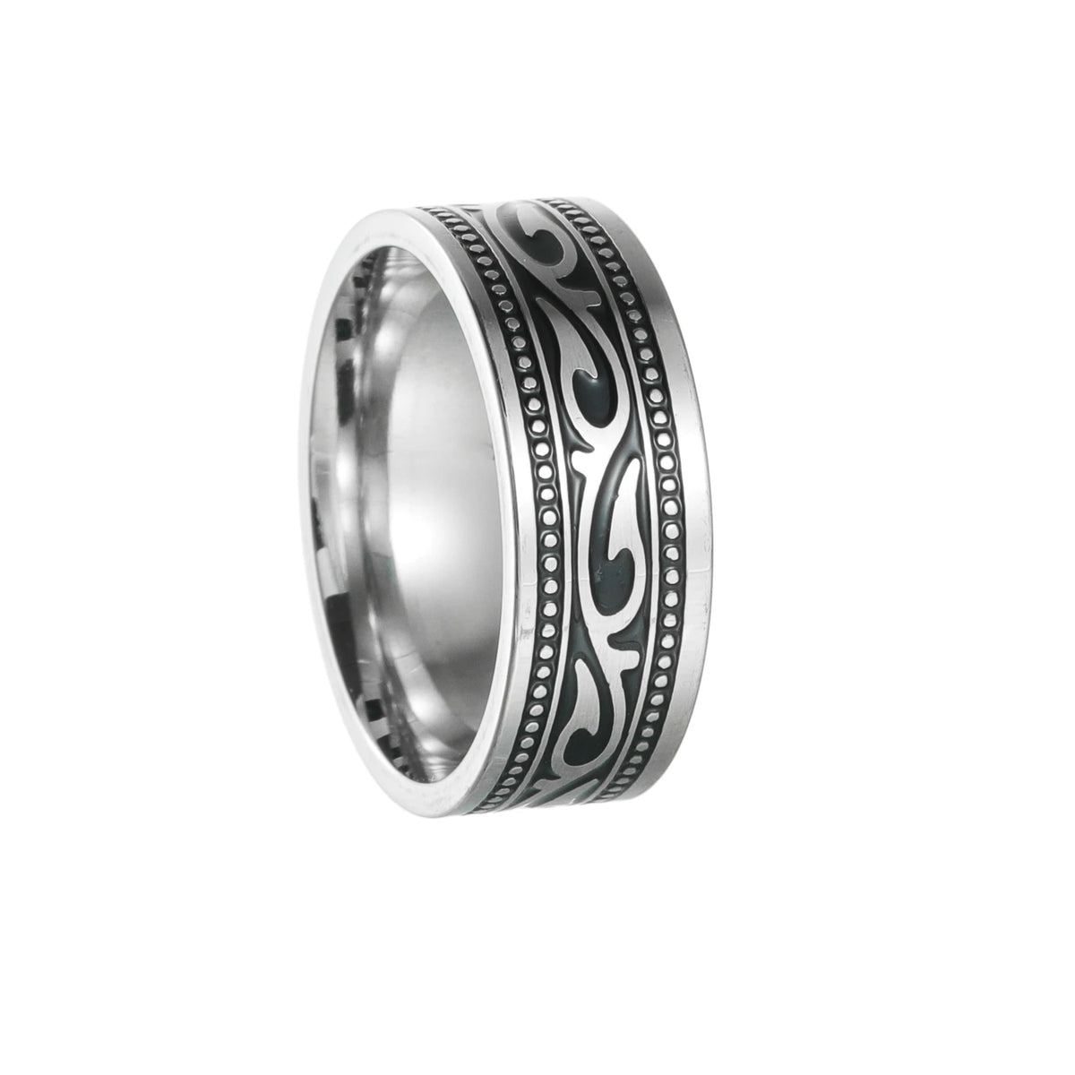 Viking Celtic Knot & Sea Wave Band Ring for Men — Stainless Steel