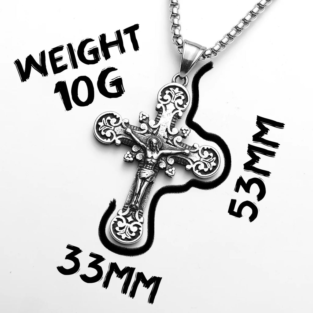 Jesus Cross Pendant Necklace — Stainless Steel