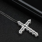 Serenity 3mm 4mm 5mm Black Moissanite Cross Pendant Necklace For Women Men 100% S925 Sterling Silver Jesus Neck Chain