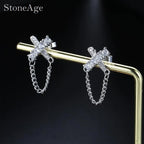 Iced Out Cross Stud Earrings — Silver