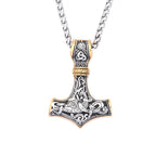 Vintage Stainless Steel Viking Thor's Hammer Pendant Necklace For Men Nordic Celtic Knot Necklace Fashion Jewelry Gift