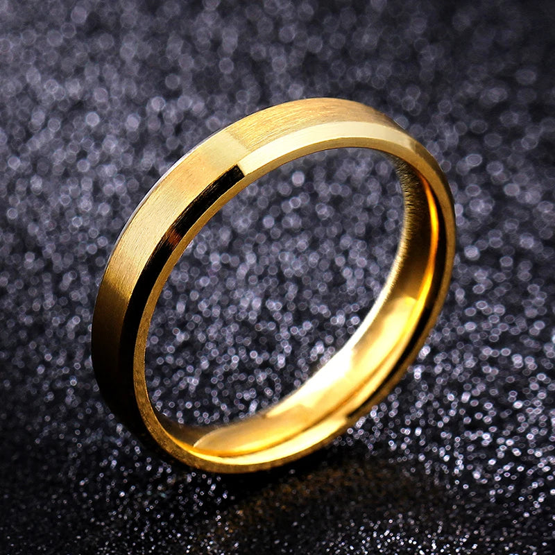 4mm Simple Smooth Women Rings Black Stainless Steel Men Rings Birthday Gifts Rings for men