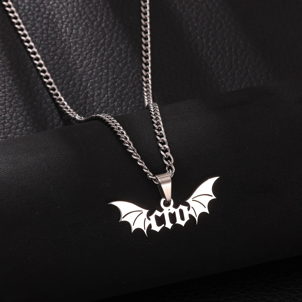 Gothic Bat Wings Cuban Chain Necklace — Stainless Steel