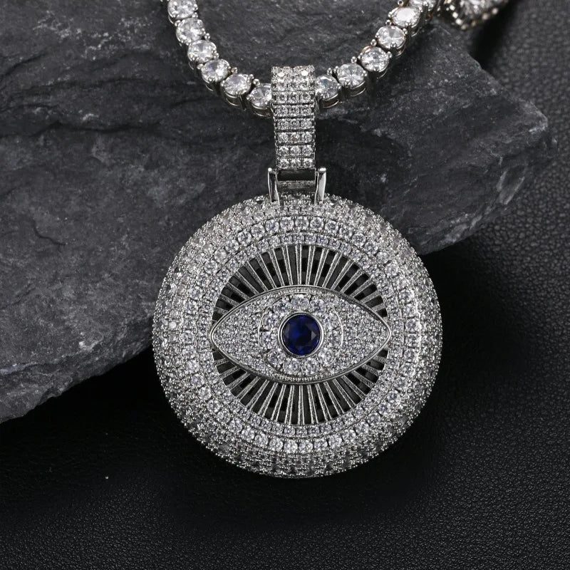 European and American cross-border hot sales ins new devil's eye pendant slightly inlaid with zircon hip hop hipster accessories