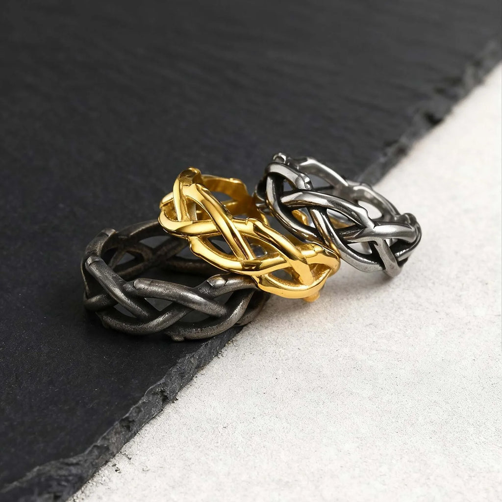 Crown Thorn Branch Ring — Stainless Steel