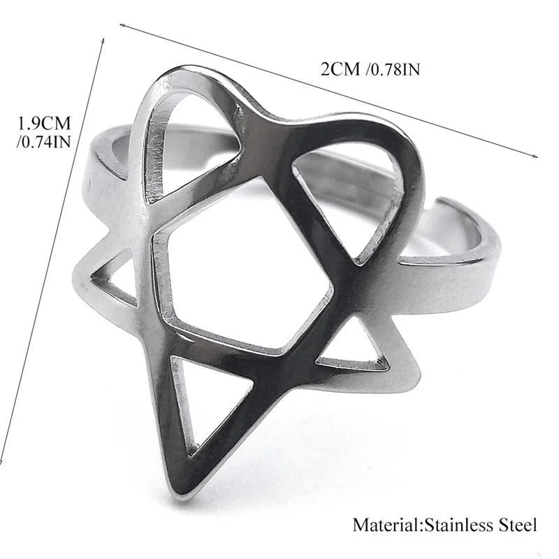 Steel Ring Heartagram Symbol Him Music Band Hollow