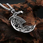 Dragon Stone Moon Pendant — Stainless Steel
