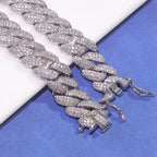 Silver Cuban Chain Necklace Iced Out 12MM