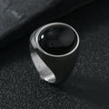 Tiger Black Ring 316L Oval Natural Stone