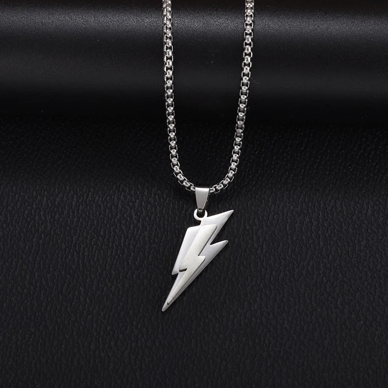 Stainless Steel Lightning Box Chain Pendant Necklace