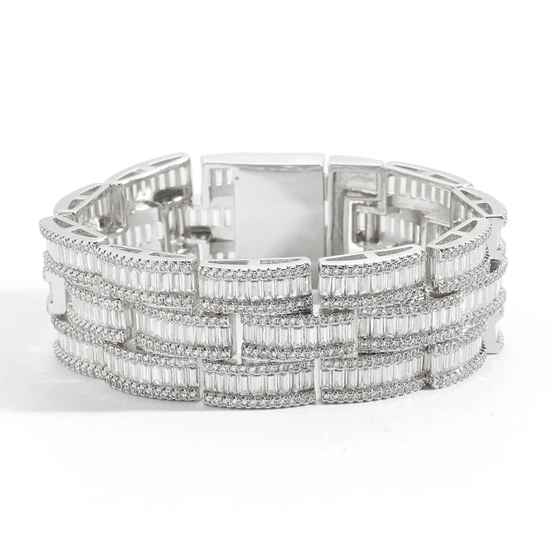 25mm Wide Iced Out Link Chain Bracelet