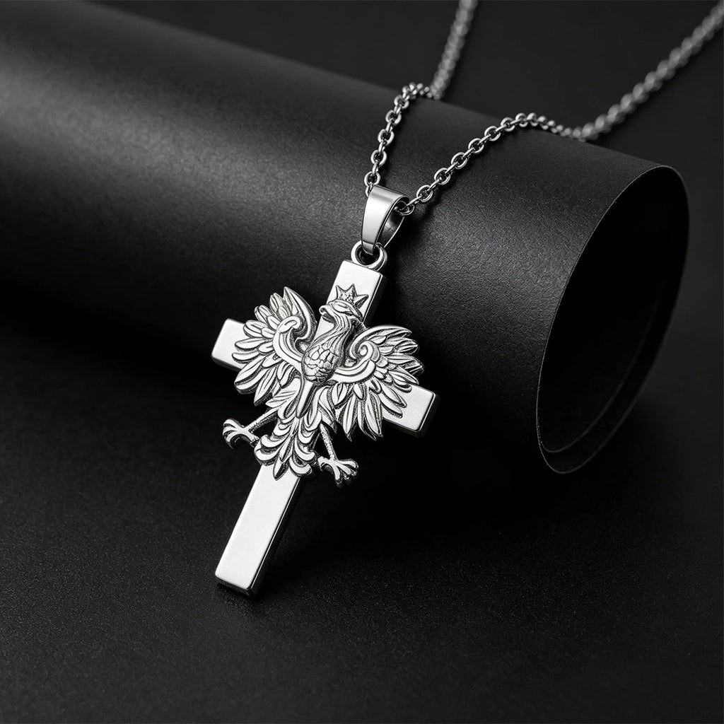 Poland Eagle Cross Necklace Golden Plated Stainless Steel Pendant Necklaces For Men Women Patriotic Jewelry 2026 Trendy