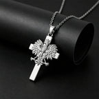Poland Eagle Cross Necklace Golden Plated Stainless Steel Pendant Necklaces For Men Women Patriotic Jewelry 2026 Trendy