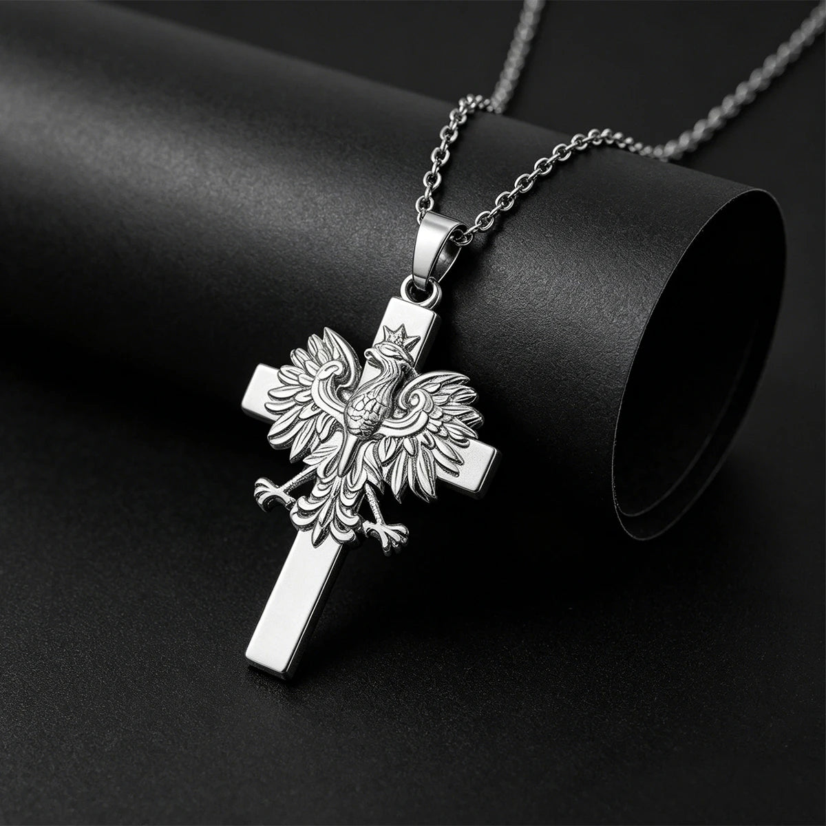 Poland Eagle Cross Necklace Golden Plated Stainless Steel Pendant Necklaces For Men Women Patriotic Jewelry 2026 Trendy