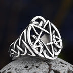 Bladed Five-Pointed Star Ring Engravable — Stainless Steel
