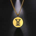 Sigil Of Lucifer Pendant Necklace Stainless Steel Seal Of Satan Satanic 2023 New Fashion Amulet Necklace Jewelry for