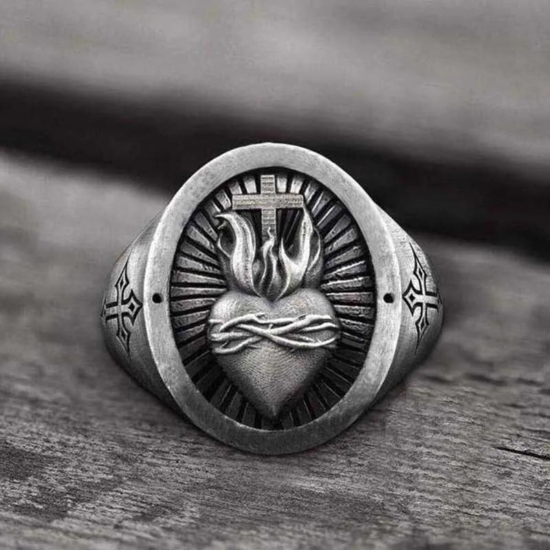 Vintage Viking Shield Ring — Stainless Steel