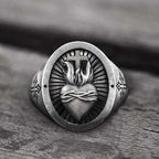 Vintage Viking Shield Ring — Stainless Steel