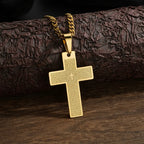 Gold Bible Cross Pendant Necklace — Stainless Steel