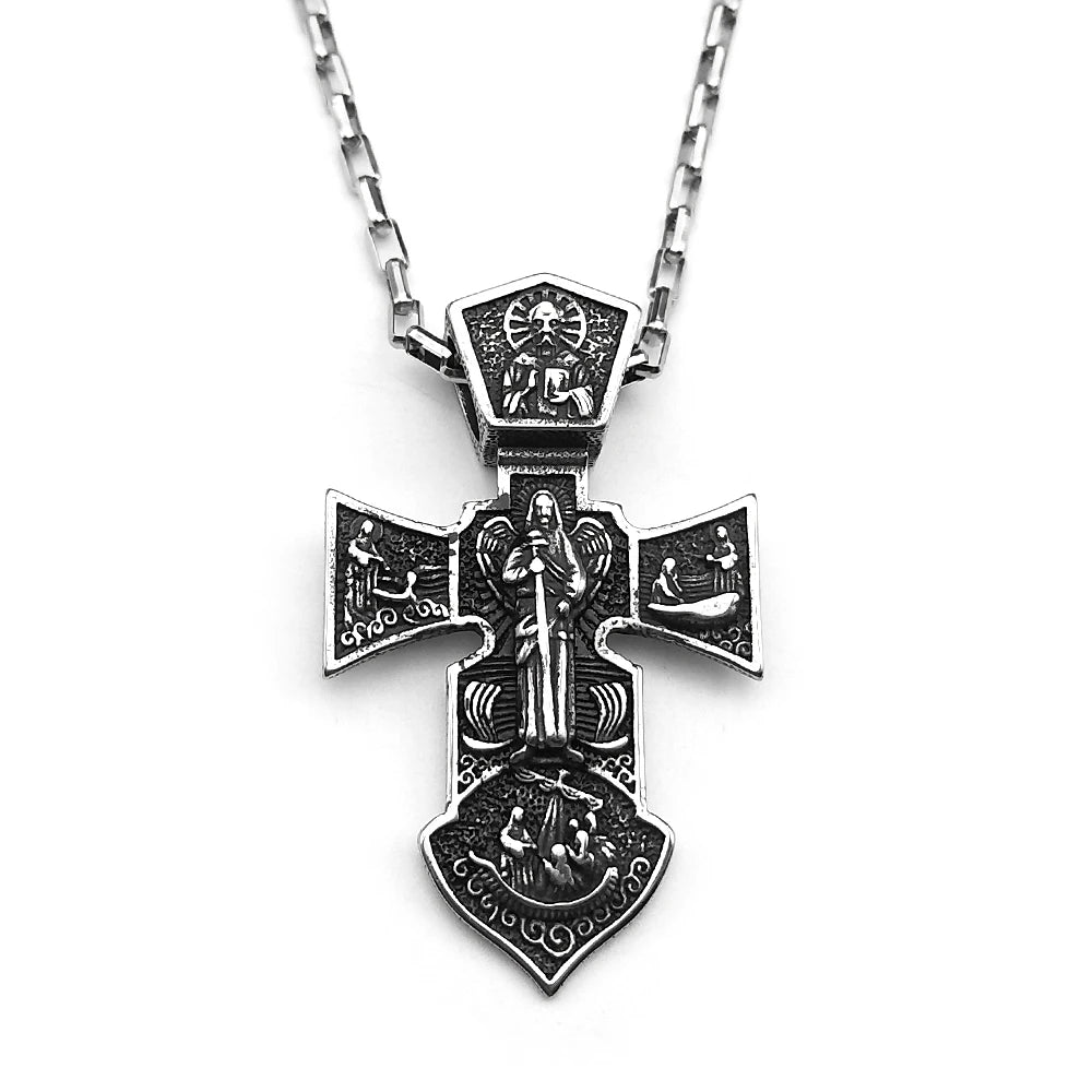 Jesus Cross Pendant Necklace — Stainless Steel 60cm