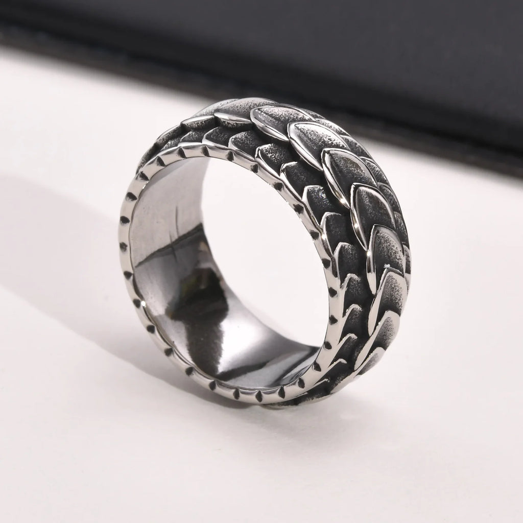 Vintage Dragon Scale Ring for Men Boys,Stainless Steel Norse Viking Dragon Spine Ring,Retro Punk Jewelry Gifts