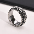 Vintage Dragon Scale Ring for Men Boys,Stainless Steel Norse Viking Dragon Spine Ring,Retro Punk Jewelry Gifts